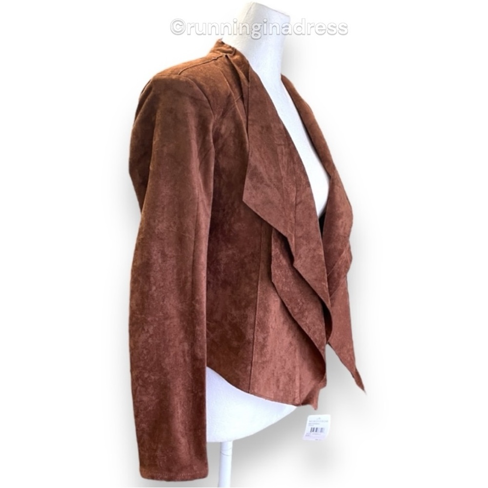 NWT Blank NYC Coco Nonstop Faux Suede Open Front Jacket In Size XS Brown Moto - Picture 6 of 13